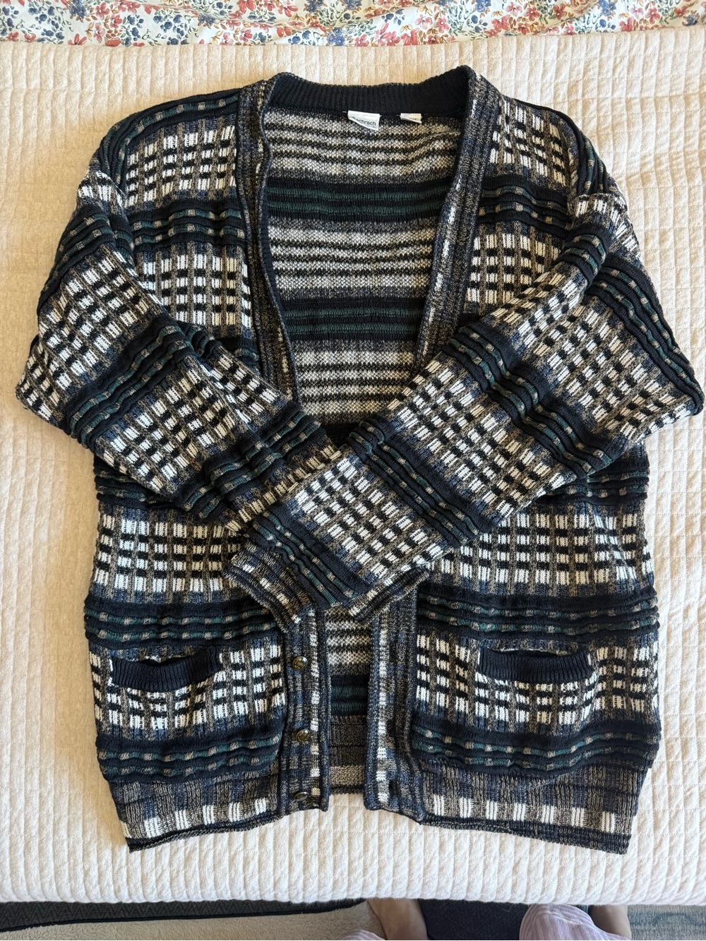 Bachrach Striped Open-Front vintage Cardigan Sweater - sz L